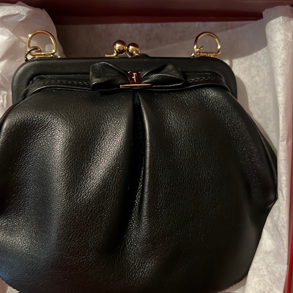 COPY - Salvatore Ferragamo Black Bow Mini Dress Purse - used twice.   Like New